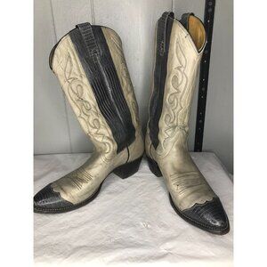 Vintage Texas Imperial Cowboy Boots Leather Gray Black M52 Western USA Men 11 B